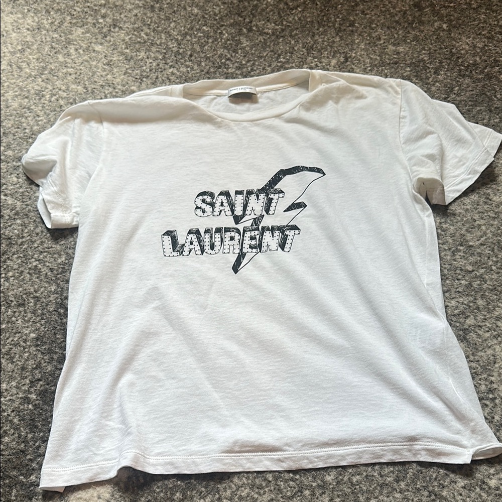 Saint Laurent White Graphic Tee